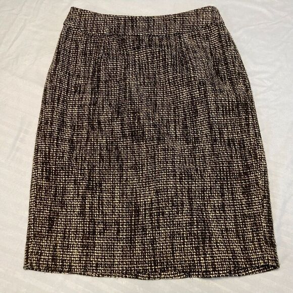 Calvin Klein Black White Tweed Pencil Skirt Sz 2 Classic Prep Academia Workwear - Picture 2 of 9